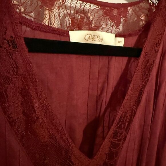 Candela Boho Burgundy Lace Victorian Maxi Dress by Free People Heart Dress - Picture 11 of 12